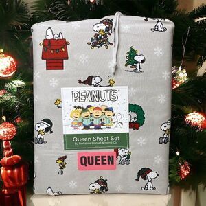 Berkshire Peanuts QUEEN SIZE SHEET SET Snoopy Woodstock Christmas Holiday 4pc
